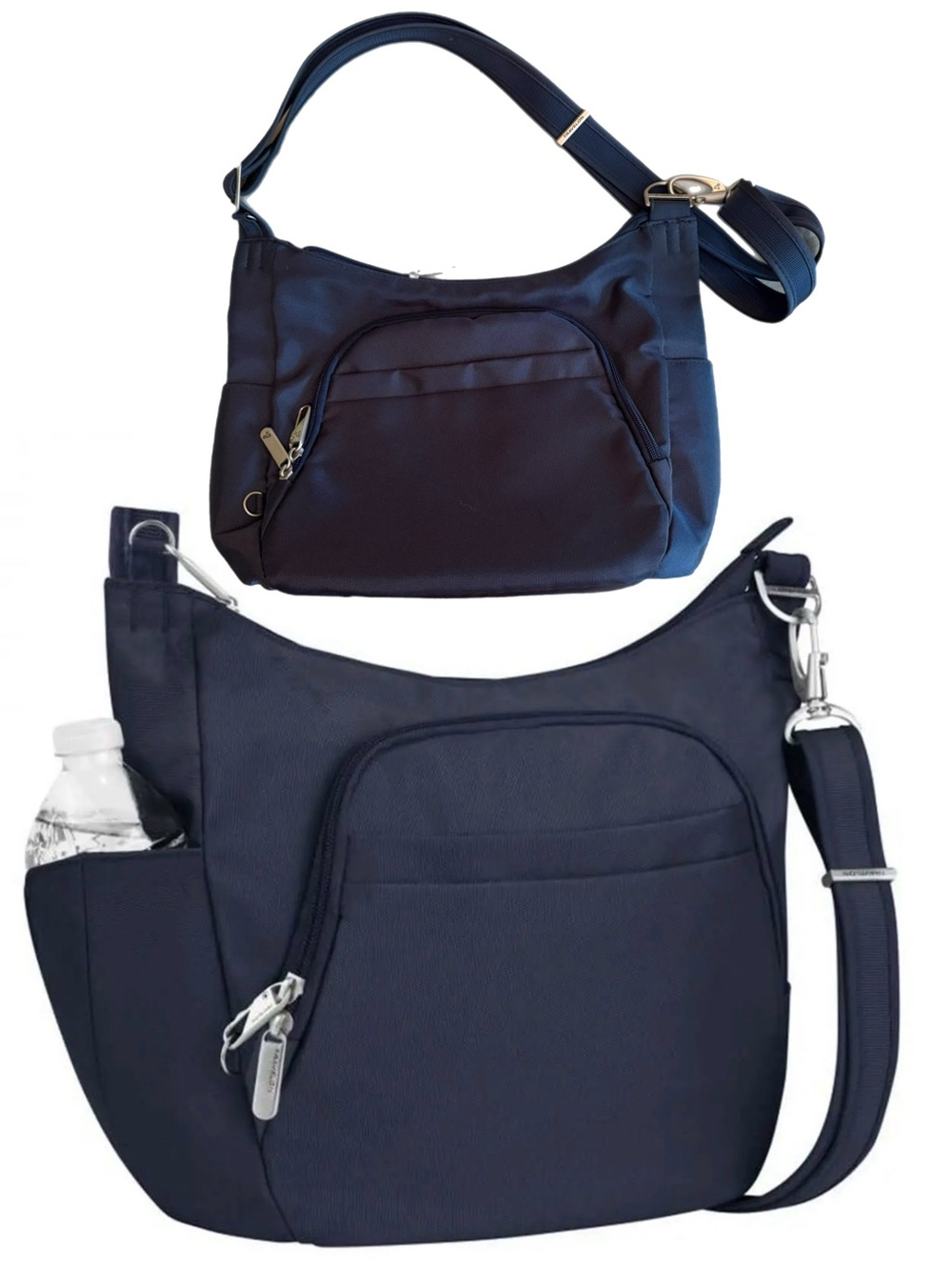 Travelon Anti-Theft Classic Crossbody Bucket Bag in Navy Blue NWOT